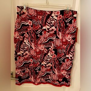 Rachel Rachel Roy Red Print Pull on Sweater Skirt Size 2X - NWT